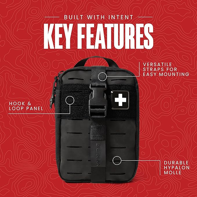My Medic MyFak Mini First Aid Kit - Small and Lightweight for Camping Hiking and Backpacking - IFAK With 70 Items - HSA/FSA Eligible Great for Travel - Black