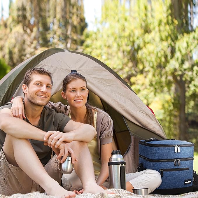 Tirrinia Large Insulated Lunch Bag for Men and Women, Adult Double-Layer Leakproof Reusable Grocery Bag, Office, Travel, Work Lunch Cooler Tote