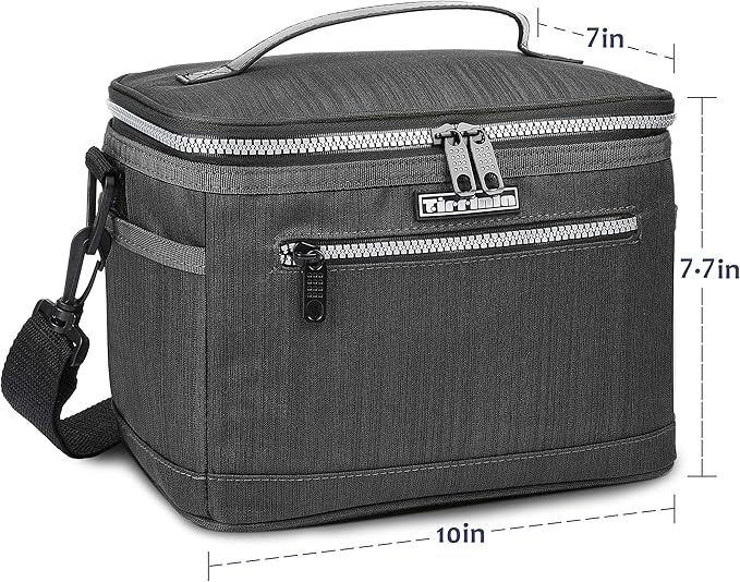 Tirrinia Insulated Lunch Bag for Women Men, Leakproof Thermal Reusable Lunch Box Tote for Adult by Tirrinia, Lunch Cooler for Office Work, Dark Grey