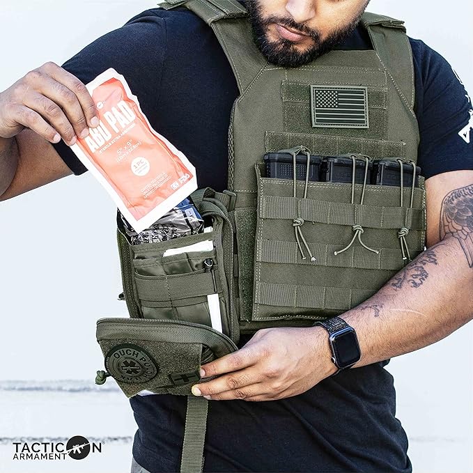 TACTICON V2 Standard IFAK Trauma First Aid Kit | EMT Survival Med Kit | Chest Seal | Israeli Bandage | Bandages | Belt or MOLLE Attach | Tactical Emergency Medical Pouch