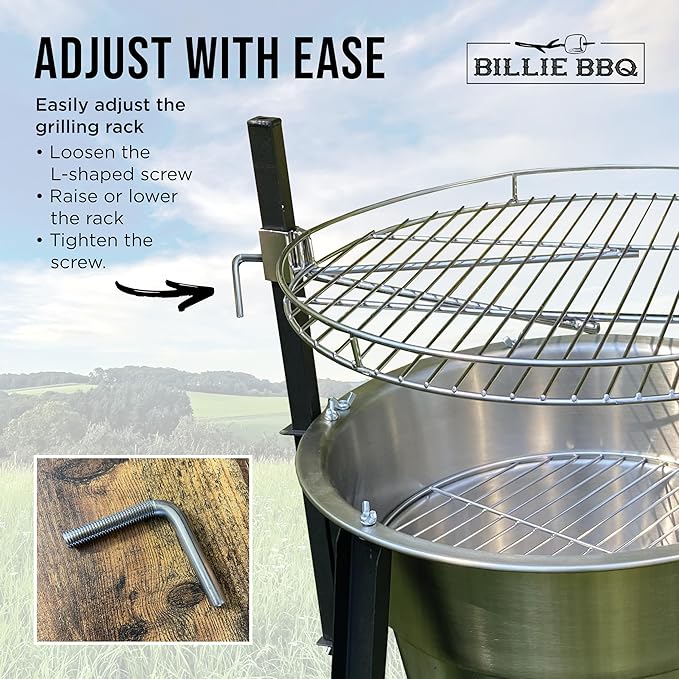 18-Inch Portable Campfire Pit & Grill - Stainless Steel Fire Pit with Raised Edge Grilling Rack