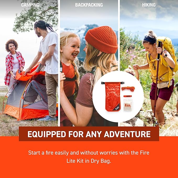 S.O.L. Survive Outdoors Longer Survival Fire Lite Kit & Dry Bag - (Pack of 2)