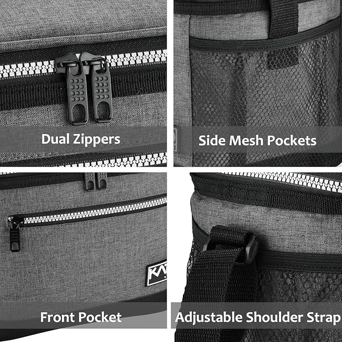 Tirrinia Insulated Lunch Box for Men/Women, Leakproof Thermal Lunch Bag for Office Picnic Work Beach Camping, Reusable Lunch Cooler Tote for Adult,Dark Grey