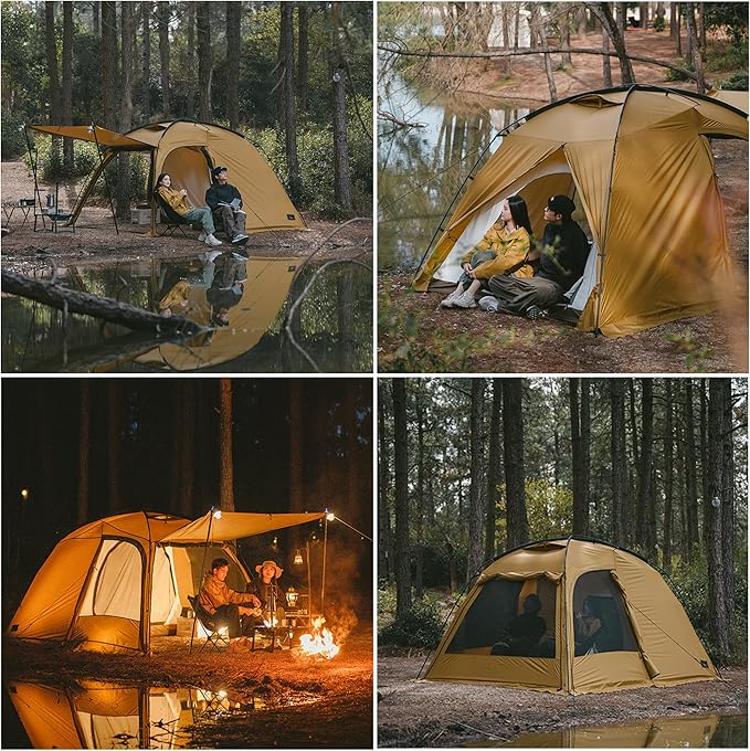 Naturehike7.6 Double Person 4-Seasons Camping Tent, UPF50+ Sun Protection Tent with 7001 Aluminum Alloy Poles, PU2000mm+ Waterproof Tent for Outdoor Camping,Picnic