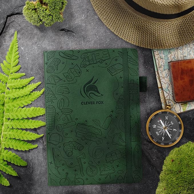 Clever Fox Camping Journal – Camper Log Book & RV Trip Planner – Outdoor Camp Journal & Adventure Travel Notebook for 12 Trips, A5 (Forest Green)