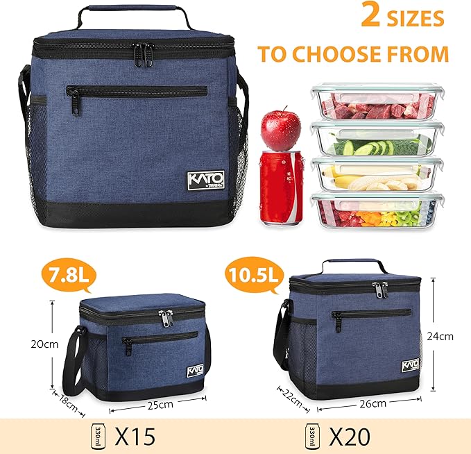 Tirrinia Insulated Lunch Box for Men/Women, Leakproof Thermal Lunch Bag for Office Picnic Work Beach Camping,Reusable Lunch Cooler Tote for Adult, Dark Blue