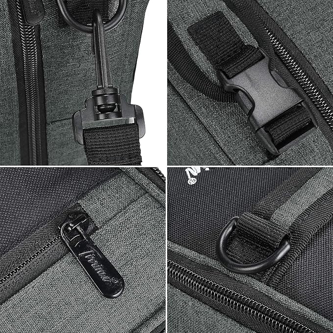 Expandable Insulated Lunch Bag, Leakproof Flat Lunch Cooler Tote with Shoulder Strap for Men and Women, Suitable for Work & Office by Tirrinia, Charcoal