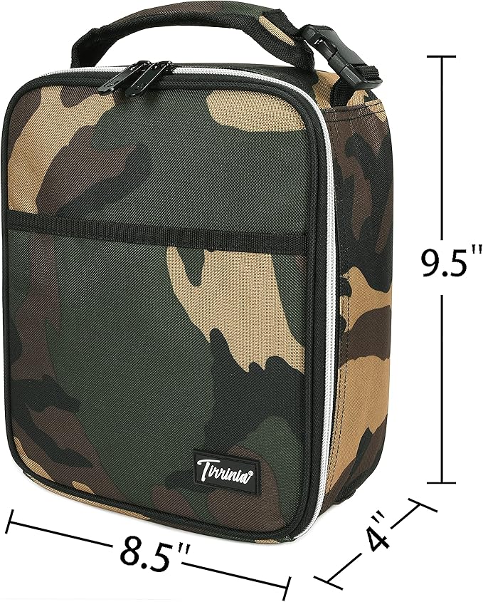 Small Insulated Lunch Bag for Men Women, Mini Portable Reusable Thermal Lunch Box Cooler Tote for Adults & Kids, Camo, The size for most