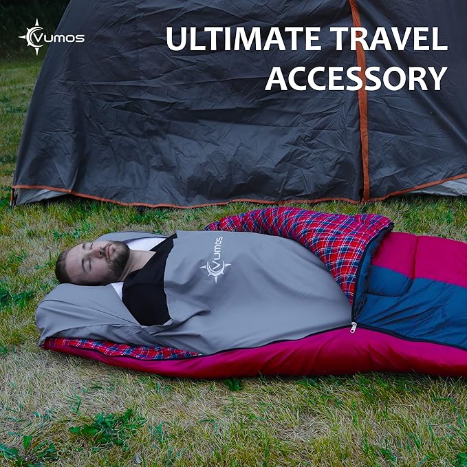 Sleeping Bag Liner and Camping Sheet – Silk Like Material for Travel - Has Full Length Zipper
