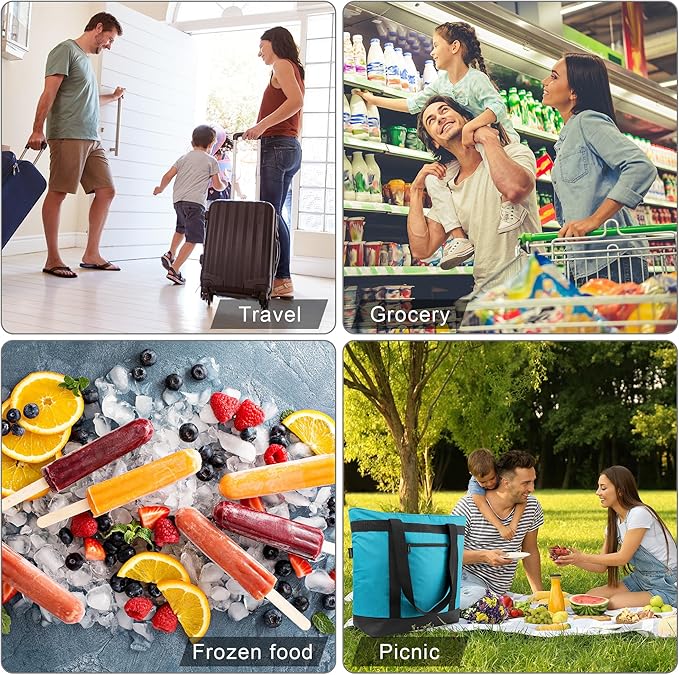 BeeGreen Insulated Cooler Bag Leakproof Freezer Shopping Tote for Groceries Thermal Food Delivery Bag