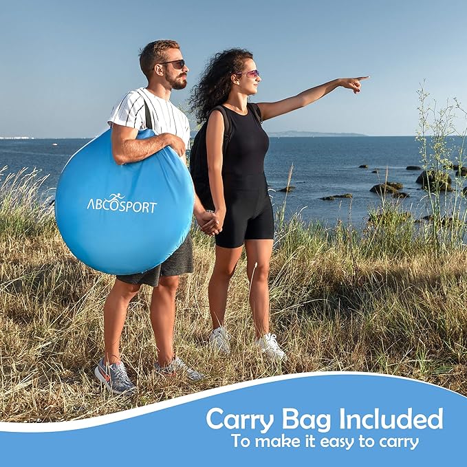 Abco Tech Pop Up Tent - Portable Tent for Camping 2 Person Pop Up with Double Doors - Water-Resistant and UV Protection - Foldable Cabana with Zipper and Carrying Bag - Sky Blue, 88.6"x47.2"x37.4"
