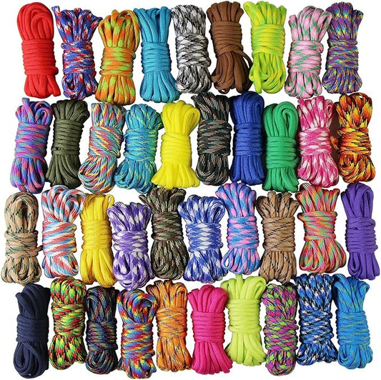 UOOOM 10 pcs Color Paracord Bracelet Rope Parachute Cord Outdoor Survival Rope Set DIY Manual Braiding 10 Feet (Colorful x 10 pcs)