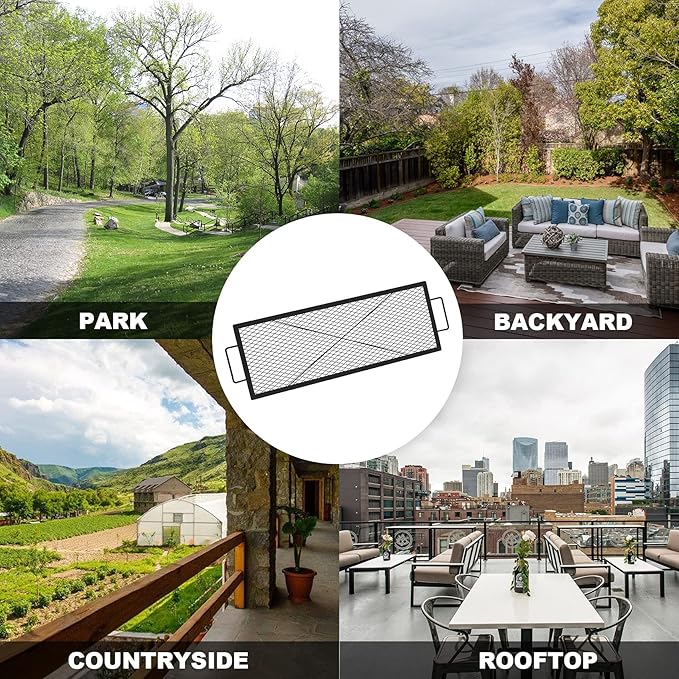 onlyfire Rectangle X-Marks Fire Pit Cooking Grate, 40-Inch