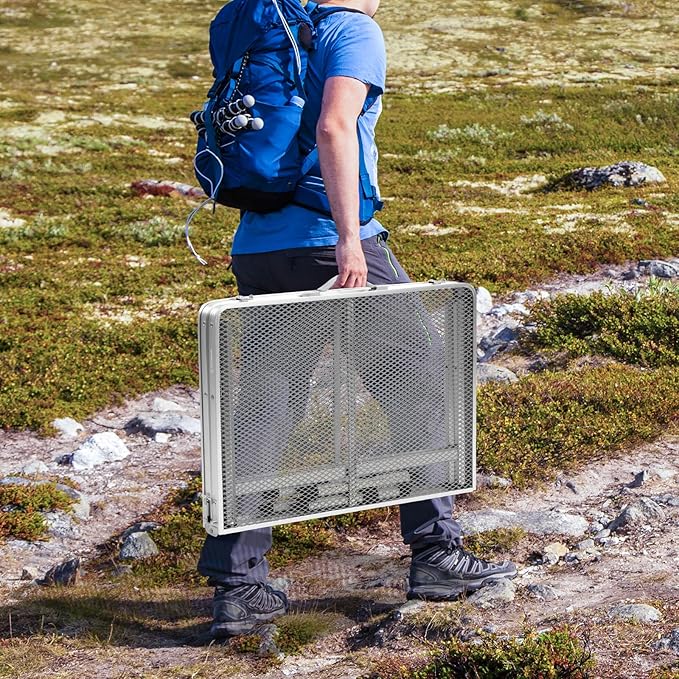 Folding Table, Easy for Storage, Compact and Portable Picnic Table for Grill, Outdoor Camping, Garden, Patio, Dining, BBQ, Party, Market, 3Ft (Medium, Silver)