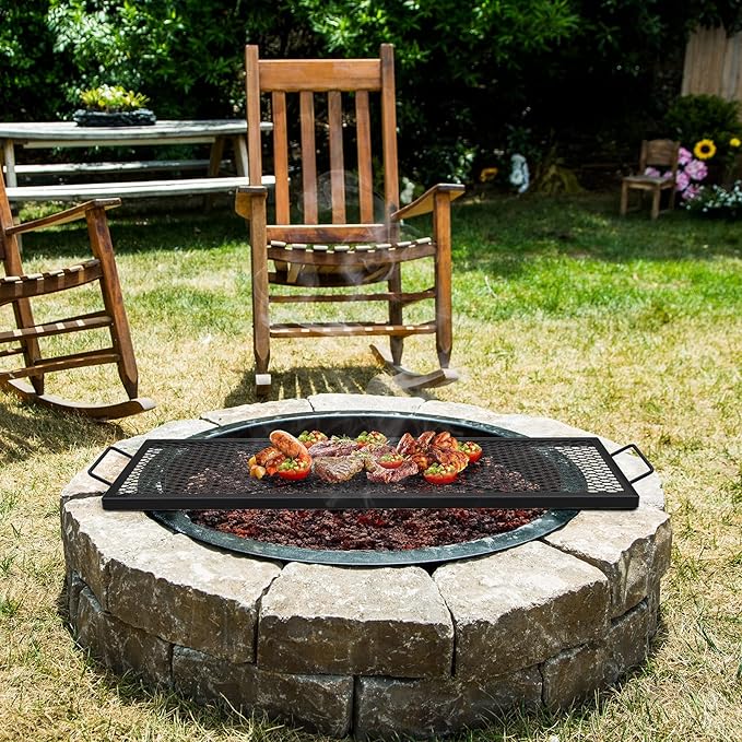 onlyfire Rectangle X-Marks Fire Pit Cooking Grate, 44-Inch