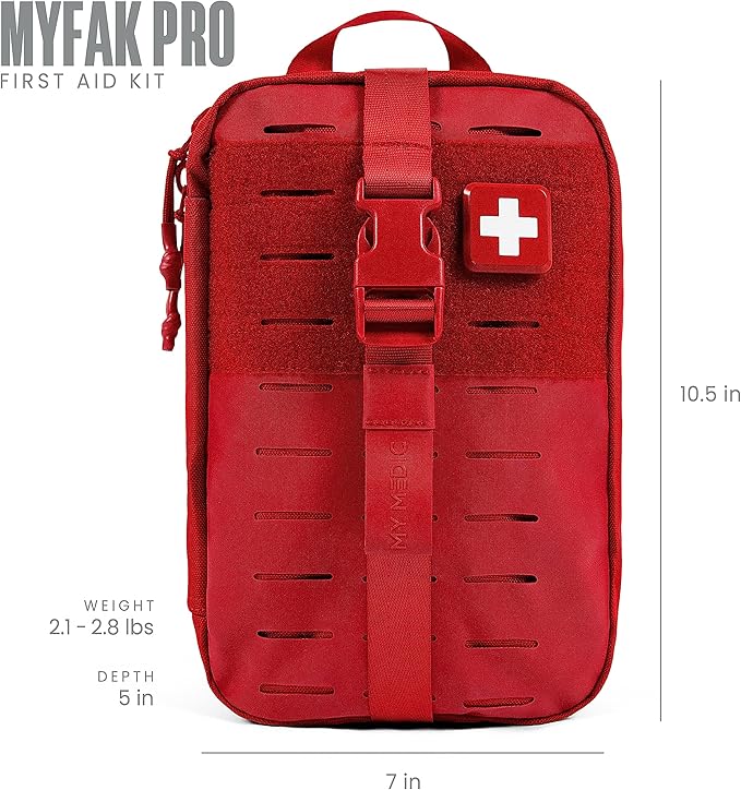 MY MEDIC MyFAK PRO Ifak First Aid Kit - 140 Life Saving Trauma and Medical Items - HSA FSA Eligible Survival Kit for Camping or Your Car - RED