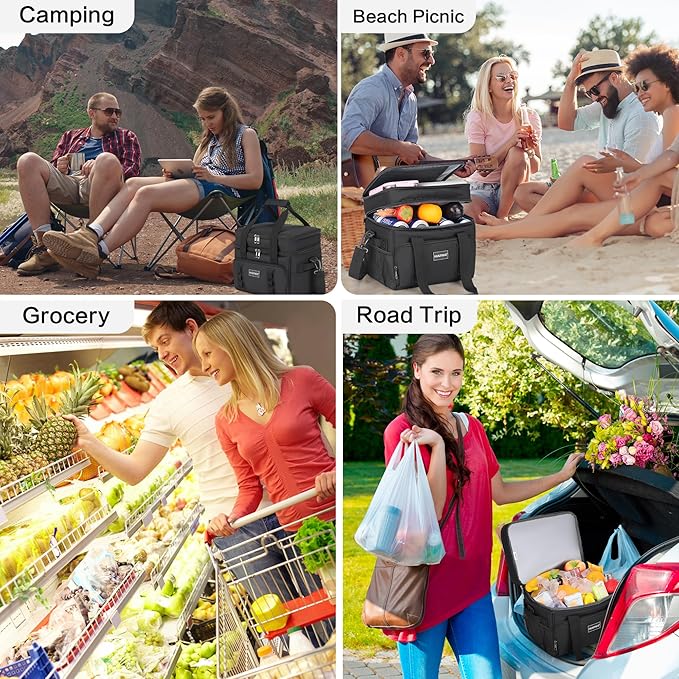 Insulated Soft Cooler Bag, Large Ice Coolers Soft Sided Ice Chest for Beach, Collapsible and Portable