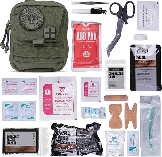TACTICON V2 Standard IFAK Trauma First Aid Kit | EMT Survival Med Kit | Chest Seal | Israeli Bandage | Bandages | Belt or MOLLE Attach | Tactical Emergency Medical Pouch