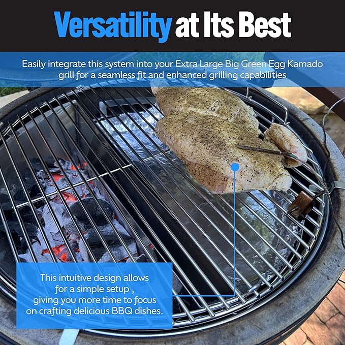 SnS Grills Slow ‘N Sear® 5-Piece Cooking System - Patented Charcoal Basket with Removeable Water Reservoir, EasySpin Grate, Drip Pan for Low ‘N Slow Smoking & Charcoal Grilling on Big Green Egg XL