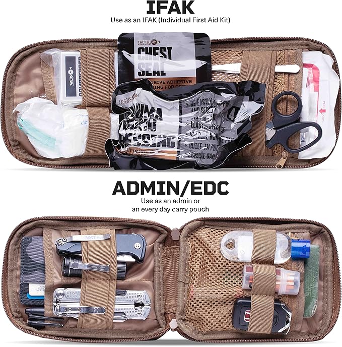 TACTICON V2 Standard IFAK Trauma First Aid Kit | EMT Survival Med Kit | Chest Seal | Israeli Bandage | Bandages | Belt or MOLLE Attach | Tactical Emergency Medical Pouch