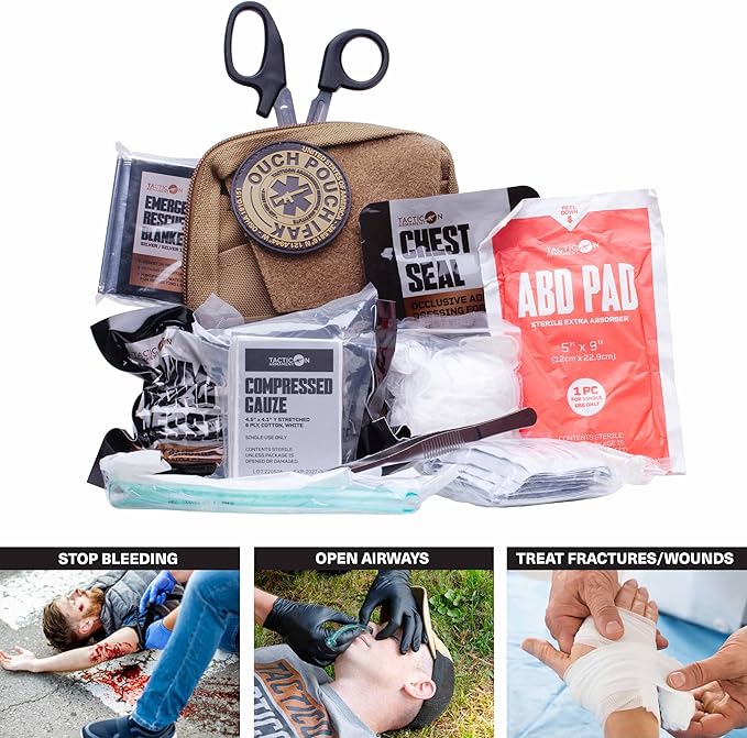 TACTICON V2 Standard IFAK Trauma First Aid Kit | EMT Survival Med Kit | Chest Seal | Israeli Bandage | Bandages | Belt or MOLLE Attach | Tactical Emergency Medical Pouch