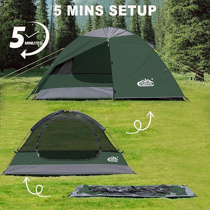 1 Person Backpacking Tent, Lightweight Compact Single Person Tent, Waterproof Windproof One Man Tent for Camping Hiking