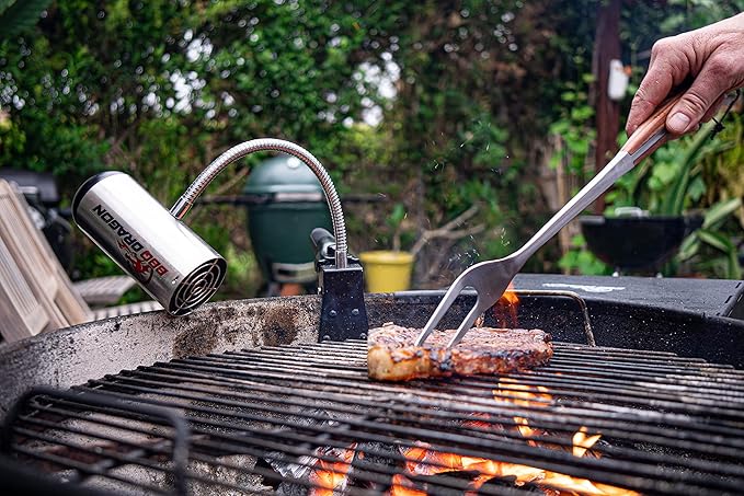 BBQ Dragon Charcoal Fan - Cordless Grill Fan for Camping, Fireplace, and Smokers - Heavy Duty BBQ Air Blower with Adjustable Clamp - Portable Fire Blower for Fireplace and Campfire