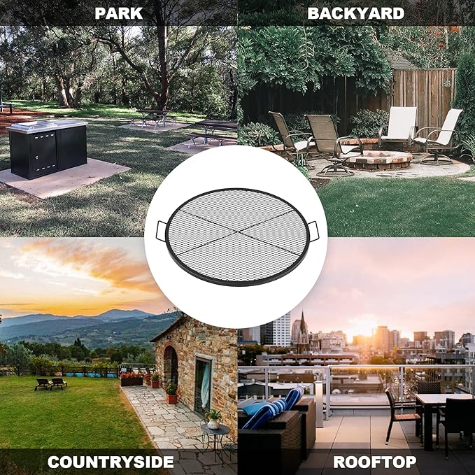 Stanbroil Heavy Duty X-Marks Fire Pit Cooking Grill Grates with Support X Wire - Outdoor Round BBQ Campfire Grill Grid - Camping Cookware, 30 Inch