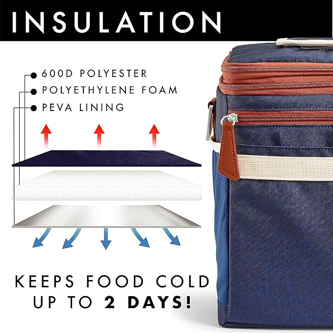 Fit & Fresh Foundry Soft Cooler Bag Insulated Leak Proof, 12 Can Small Soft Sided Cooler Bag for Men and Women, Portable Travel & Beach Cooler Bag with Removable Hard Liner, Stain Resistant