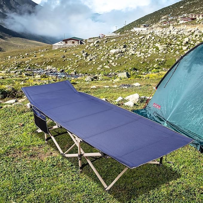REDCAMP 28" Extra Wide Heavy Duty Camping Cots for Adults, Folding Sturdy Portable Sleeping Cot for Camping or Office Use, Blue