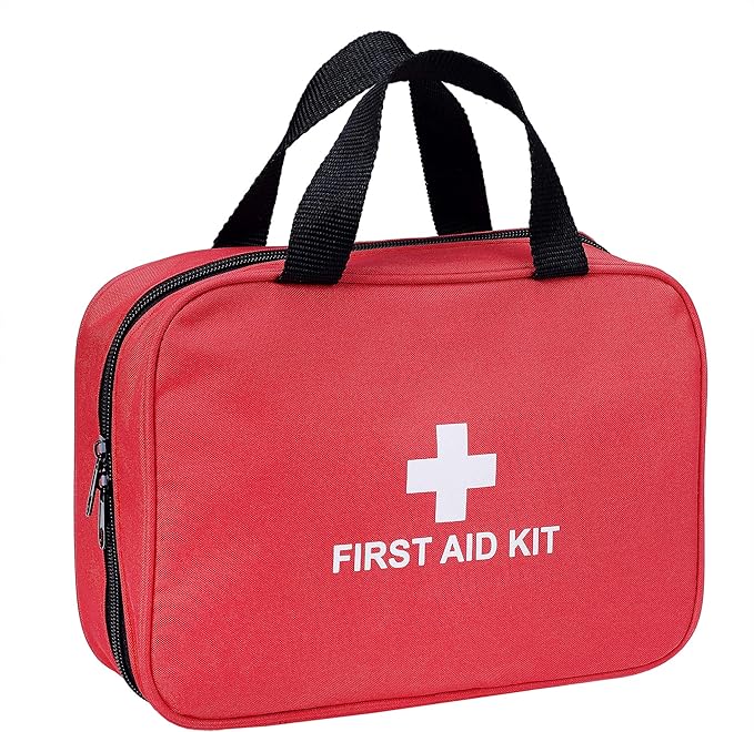 First Aid Kit - 230 Piece - for Car, Home, Travel, Camping, Office or Sports | Red Bag/Reflective Cross, Fully Stocked with Essential Supplies for Emergency and Survival