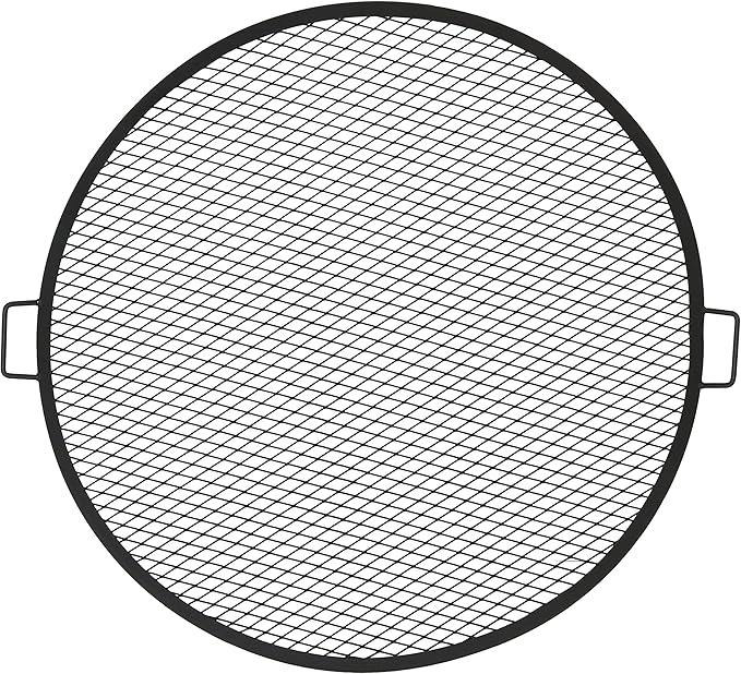 Sunnydaze X-Marks Fire Pit Cooking Grate - Outdoor Round Black Steel BBQ Campfire Grill with Handles - 37.5-Inch