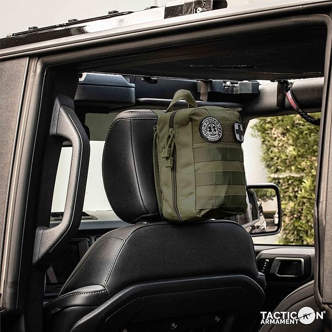 TACTICON V3 Extensive IFAK Trauma First Aid Kit | EMT Survival Med Kit | Chest Seals | Israeli Bandage | Bandages | Belt or MOLLE Attachment | Tactical Emergency Medical Pouch - OD Green
