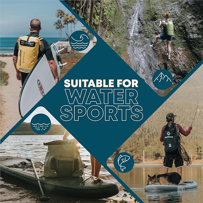 Earth Pak Waterproof Dry Bag - Roll Top Waterproof Backpack Sack Keeps Gear Dry for Kayaking, Beach, Rafting, Boating, Hiking, Camping and Fishing with Waterproof Phone Case