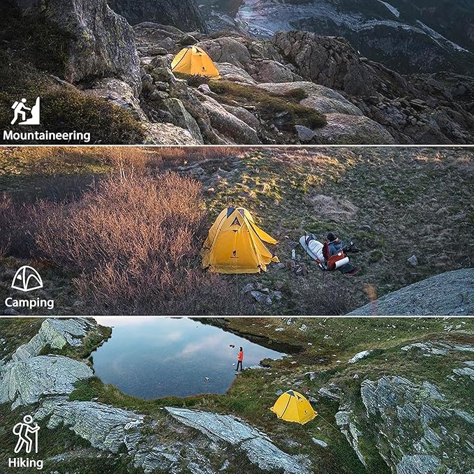 GEERTOP Ultralight 2 Person Backpacking Tent 4 Season Waterproof Camping Tent Double Layer Cold Weather Easy Set Up Tents for Family Camp, Hiking, Hunting Outdoor Mountaineering Travel