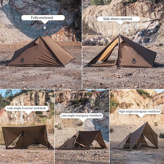 OneTigris Platoon Camping Tent, Waterproof Windproof Versatile Bushcraft Shelter for Outdoors Survival Travel Beach Truck Bikepacking