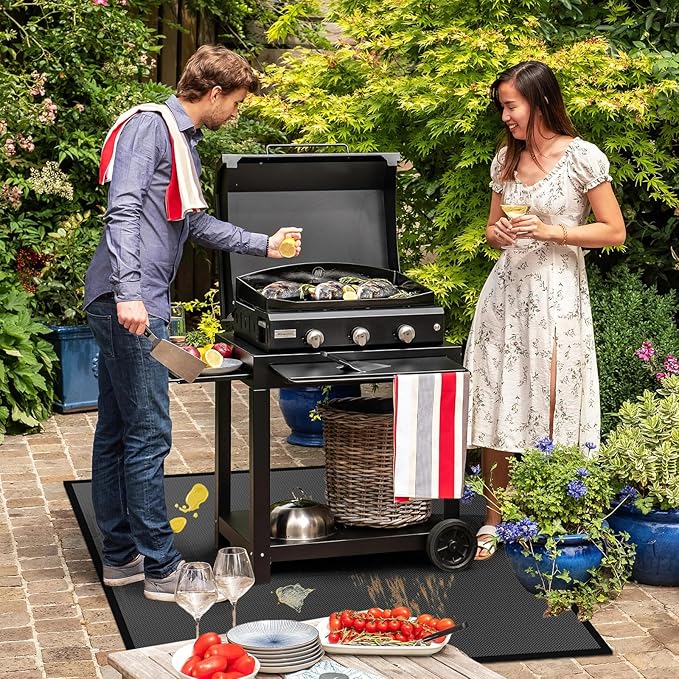 48" Square Fire Pit Mat/Under Grill Mat Fireproof Waterproof Oil-Proof, 4 Layers Fireproof Mat Fireplace Mat BBQ Grill Pads Protect Mat for Deck,Patio,Outdoor Charcoal,Smokers,Wood Floor,Gas Grills