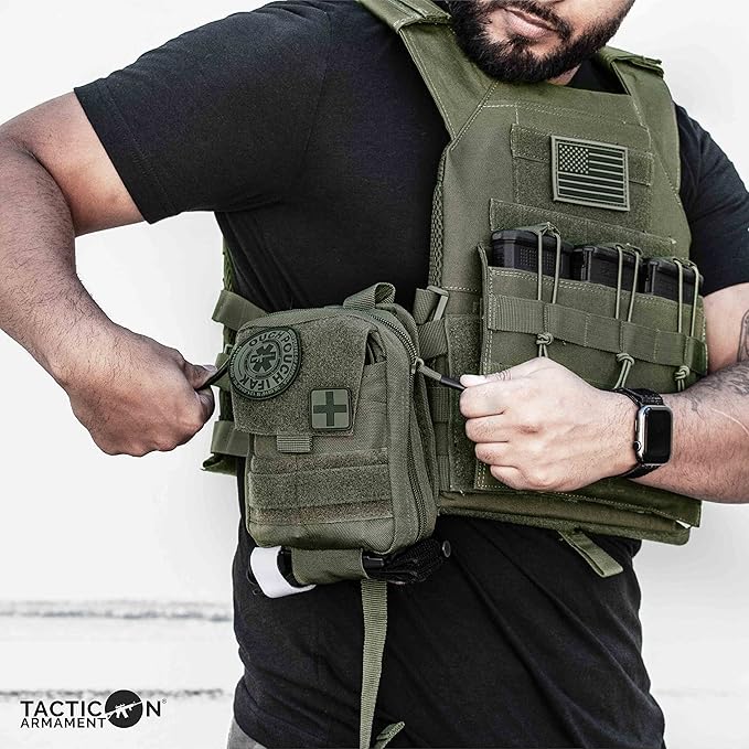 TACTICON V2 Standard IFAK Trauma First Aid Kit | EMT Survival Med Kit | Chest Seal | Israeli Bandage | Bandages | Belt or MOLLE Attach | Tactical Emergency Medical Pouch