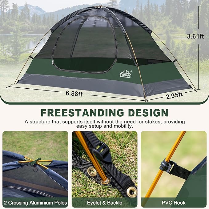 1 Person Backpacking Tent, Lightweight Compact Single Person Tent, Waterproof Windproof One Man Tent for Camping Hiking