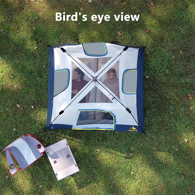 3/4 Person/6 Person Camping Tent Fast Cabin Tent with Instant Setup Tent, Weatherproof Tent Easy Quick Set Up & Pop Up in 60 Seconds with Rainfly Backpack for Family Camping,Upgraded Ventilation