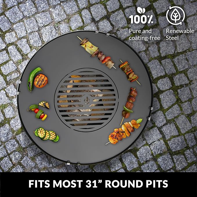 40" Round Cooking Grate, Universal Fire Pit Grill, Outdoor Campfire BBQ Grilling Mesh Grates Steel, Camping Cooking Grill and Skillet for Firepit, Burn Rack, Stove Accessories by Good Directions
