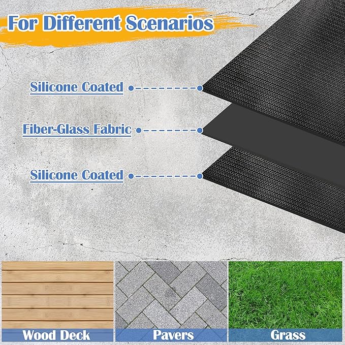 Ogrmar 65 x 48 Inch Under Grill Mats for Outdoor Grill, Indoor Fire Pit/Fireplace Mat, Waterproof Oil-Proof Grill Floor Pads, BBQ Mat Protector for Deck, Patio and Grass (65 * 48 Inch)