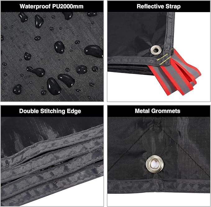 REDCAMP Ultralight Tent Footprint, PU 2000 Waterproof Camping Tent Tarp with Drawstring Carrying Bag, Waterproof Camping Tarp for Outdoor Hiking Camping
