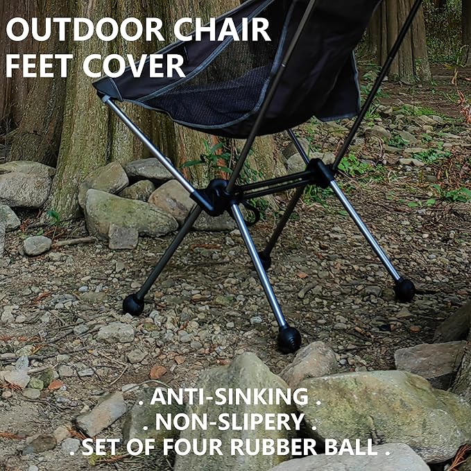 Fits 16mm Legs Camping Chair Anti Sink Rubber Ball Feet Anti Slipery Set of 4 Stability Chair Leg Cap Fishing Hiking Uneven Floor Portable Camping Chair Feet
