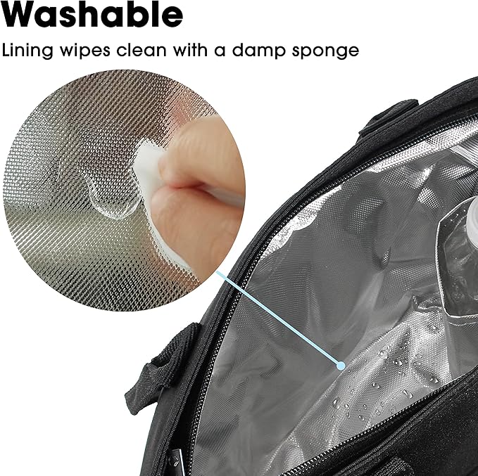 J World New York Lola Tote Bag Insulated Lunch-Box for Women, Black, One Size