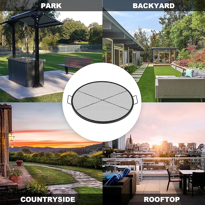 Stanbroil Heavy Duty X-Marks Fire Pit Cooking Grill Grates with Support X Wire, 24" Outdoor Round Cooking Grate BBQ Campfire Grill Grid - Camping Cookware