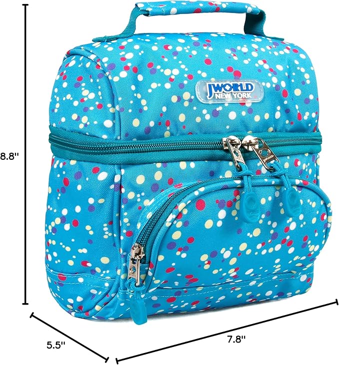 J World Corey Kids Lunch Bag. Insulated Lunch-Box for Boys Girls, Color Dots