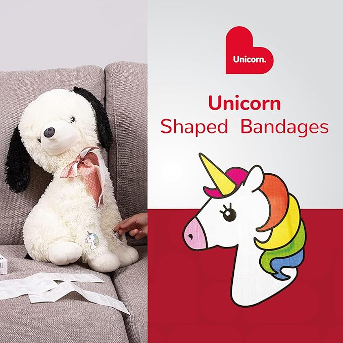 BioSwiss Bandages, Unicorn Shaped Self Adhesive Bandage, Latex Free Sterile Wound Care, Fun First Aid Kit Supplies for Kids, 24 Count