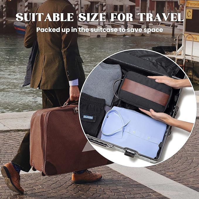 Vorspack Toiletry Bag for Men - Large Dopp Kit for Travel Water Resistant Travel Bag for Toiletries Accessories Lightweight Toiletries Bag - Black