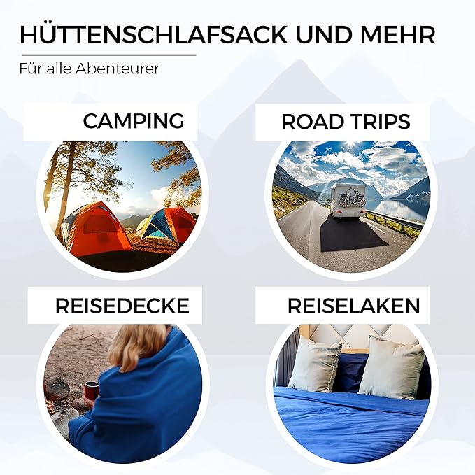 Sport 2-in-1 Sleeping Bag Liner and XL Sized Travel Sheet - Ultra Lightweight Sleep Liner Double Travel Bed Sheet - Inlett Inlay